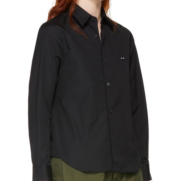 Comme Des Garcons Black Poplin Small Heart Shirt